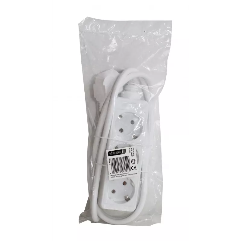 Vivanco alargador de 3 tomas 1,4 m, blanco (VVELSTR3SCHWP)