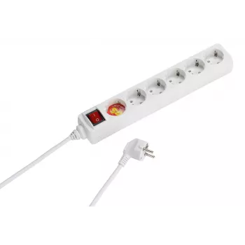 Vivanco alargador de 6 tomas 1,4 m con interruptor, blanco (VVELSTR6SCHSWWP)