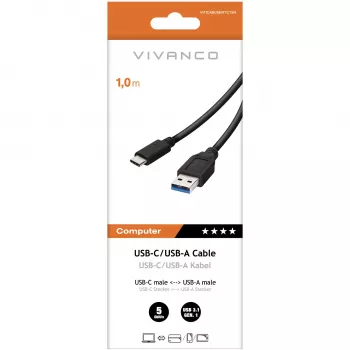 Vivanco VVITCABUSBATYC15W Cable de carga y datos USB-A a USB-C 1,5 m Negro