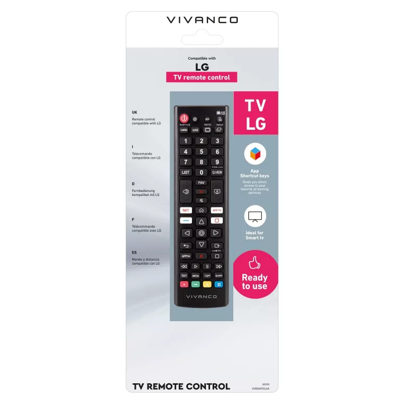Vivanco VVREMOTELGK Mando a distancia universal para televisores LG - Negro
