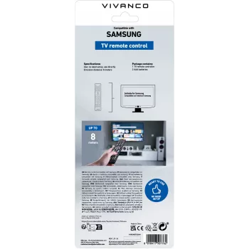 Vivanco VVREMOTESAM Mando a distancia universal para televisores Samsung, Negro