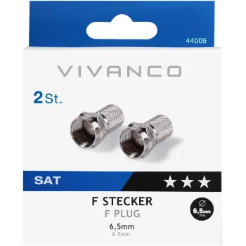 Vivanco conector F para cable de 6,5 mm, 2 unidades (VVSATADAPTF65MM2P)