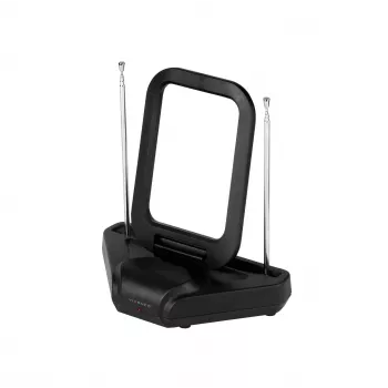 Vivanco VVTVANTLCIRCLE antena interior DVB-T/T2 activa con 28 dB de ganancia, negro