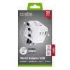 SBS adaptador de viaje universal con 2x USB-C PD 20W y 1x USB-A QC 18W, 35W de potencia total, blanco