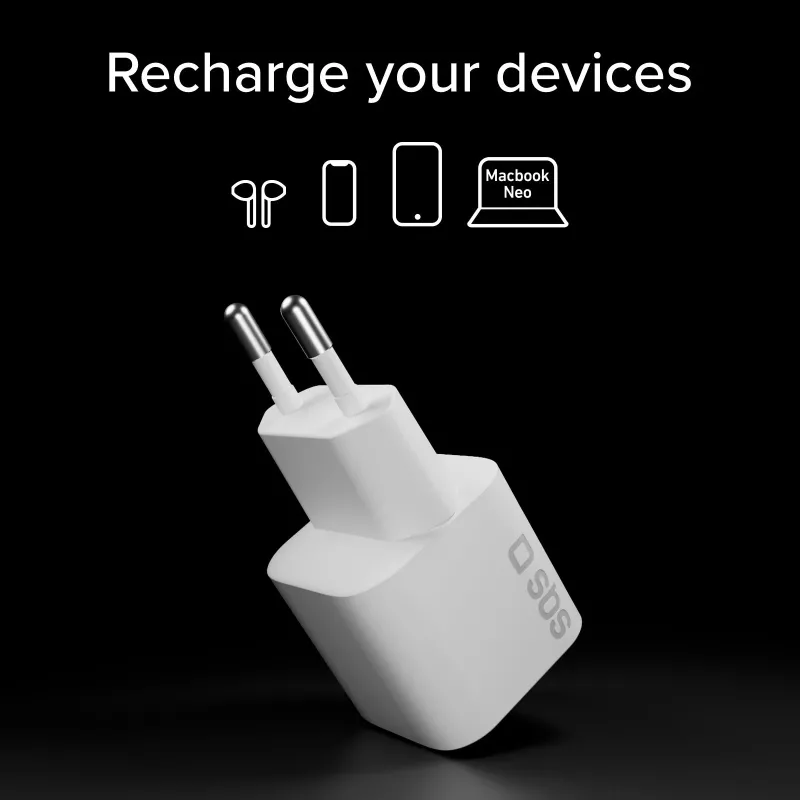 SBS cargador de pared USB-C PD 20W - blanco