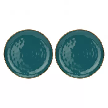 ROSE&TULIPANI Concerto Ottanio set de 2 bandejas redondas de porcelana para servir, 32 cm, azul verdoso, aptas para lavavajillas y microondas