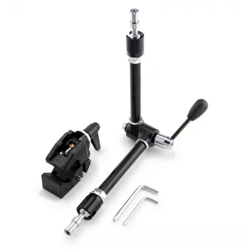 Manfrotto 143R brazo mágico articulado con soporte para cámara, 3 kg de carga, aluminio, negro