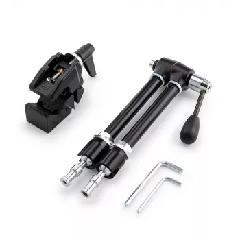 Manfrotto 143R brazo mágico articulado con soporte para cámara, 3 kg de carga, aluminio, negro