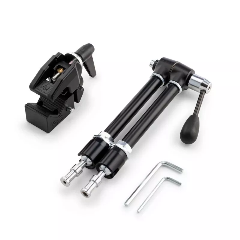 Manfrotto 143R brazo mágico articulado con soporte para cámara, 3 kg de carga, aluminio, negro