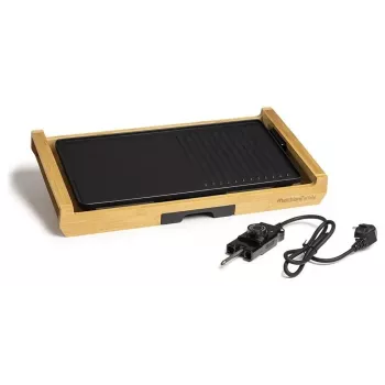Melchioni Bamboo Grill parrilla eléctrica de mesa 1800 W marrón 37x27 cm placa antiadherente extraíble