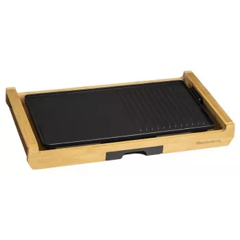 Melchioni Bamboo Grill parrilla eléctrica de mesa 1800 W marrón 37x27 cm placa antiadherente extraíble