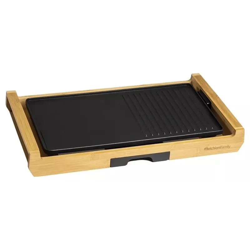 Melchioni Bamboo Grill parrilla eléctrica de mesa 1800 W marrón 37x27 cm placa antiadherente extraíble