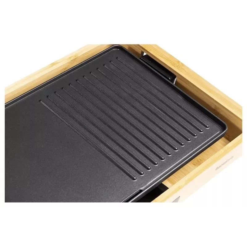 Melchioni Bamboo Grill parrilla eléctrica de mesa 1800 W marrón 37x27 cm placa antiadherente extraíble
