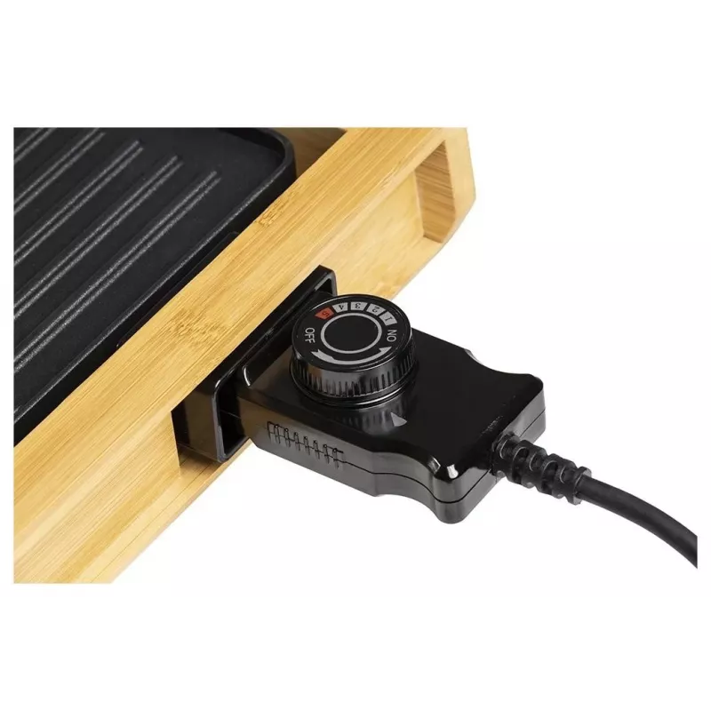 Melchioni Bamboo Grill parrilla eléctrica de mesa 1800 W marrón 37x27 cm placa antiadherente extraíble