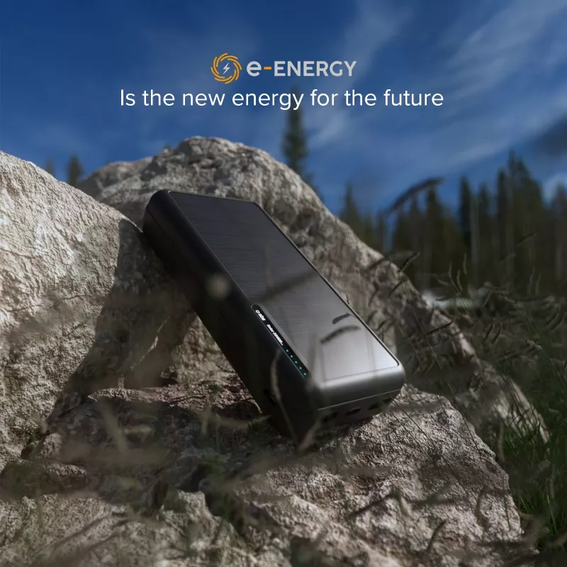 SBS batería solar 20000 mAh carga rápida negra