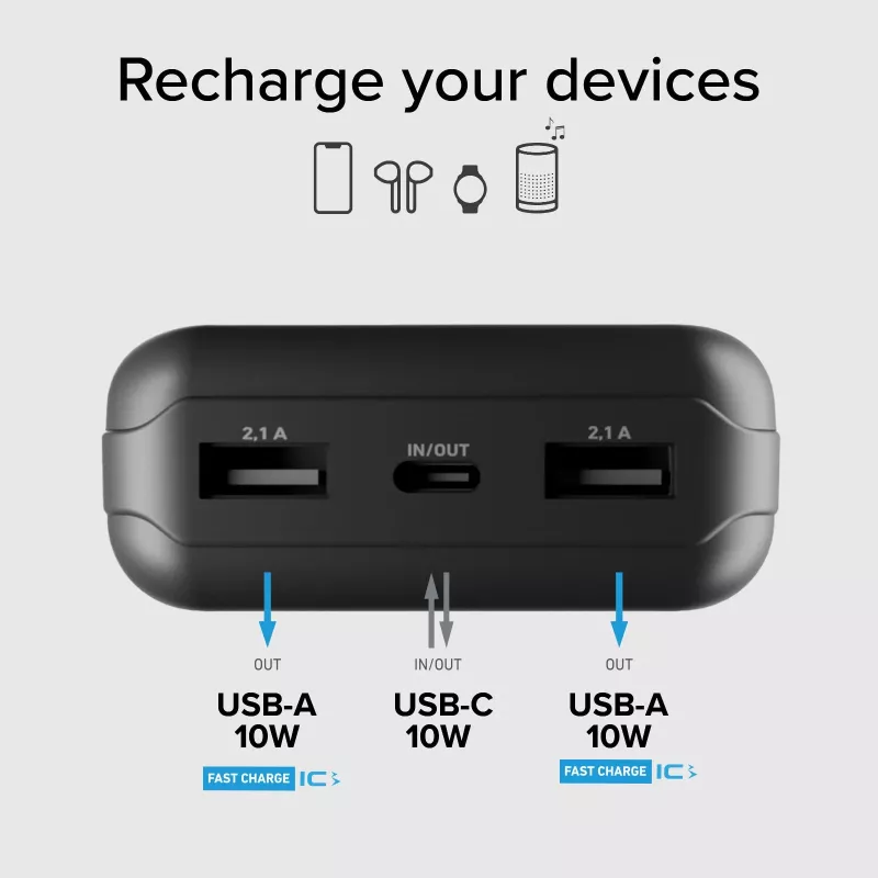 SBS batería solar 20000 mAh carga rápida negra