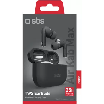 Auriculares TWS SBS Air Kab Max con estuche de carga inalámbrica, negro (TEEARTWSPMAXBTK)