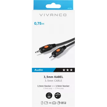 Vivanco cable de audio de 3,5 mm a 3,5 mm de 0,75 m (VVAJACK07MMK)