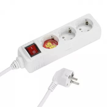 Vivanco VVELSTR3SCHSWWP regleta de enchufes 3 tomas Schuko con interruptor, cable de 1,5 m, blanca