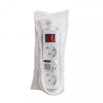 Vivanco VVELSTR3SCHSWWP regleta de enchufes 3 tomas Schuko con interruptor, cable de 1,5 m, blanca