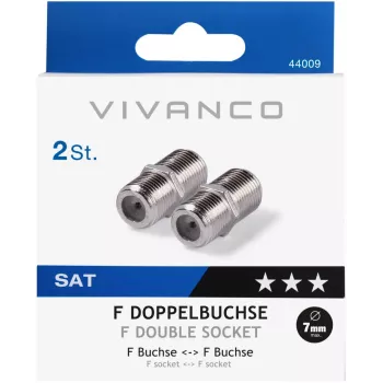 Conector doble hembra tipo F Vivanco, 2 uds. (VVSATADAPTMMF)