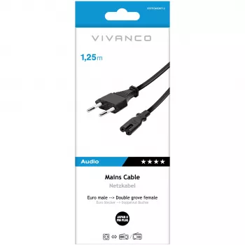 Vivanco cable de alimentación, enchufe EU a enchufe Japón de 8 pines, 1,25 m (VVITPOWERIT12)