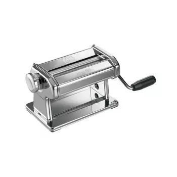 Marcato Atlas 150 Roller Premium Máquina de pasta manual, acero cromado, rodillos de 150 mm, 10 niveles de grosor, plata