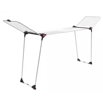 Tendedero vertical DINAMIK 30 PLUS 169262, 30 m de capacidad de secado, plegable, 4 ruedas giratorias, acero con recubrimiento epoxi, blanco/plata