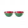 Guzzini Le Murrine set de 2 cuencos 12 cm verde esmeralda/blanco/rojo