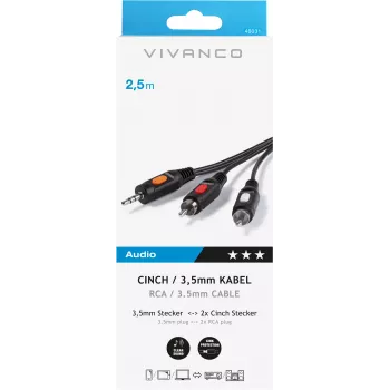 Cable de audio de 3.5 mm a 2xRCA Vivanco 2.5 m (VVAJACK2RCA25MMK)