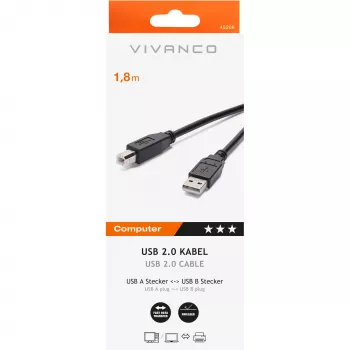 Cable de USB-A a USB-B Vivanco de 1,8 m (VVIT31USBAB18MMK)