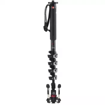 Manfrotto XPRO Monopod+ MVMXPROC5 Monopie de vídeo de fibra de carbono de 5 secciones con base FLUIDTECH