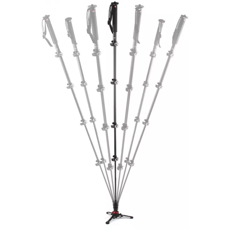 Manfrotto XPRO Monopod+ MVMXPROC5 Monopie de vídeo de fibra de carbono de 5 secciones con base FLUIDTECH