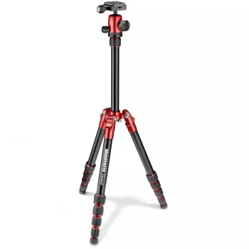 Manfrotto Element Traveller Trípode de aluminio de 5 secciones con rótula, rojo