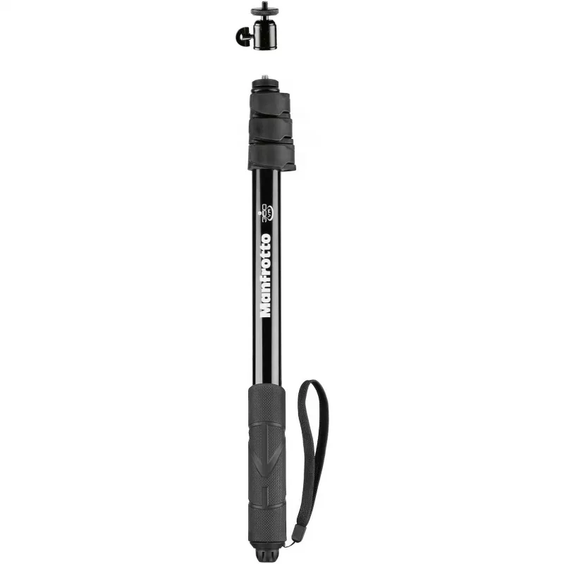 Manfrotto MPOLEVR Varilla extensible de aluminio para cámaras 360° y de acción, 4 segmentos, 66-200 cm, negra