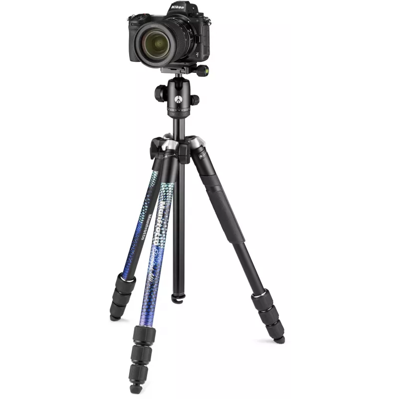 Manfrotto MKELMII4BL-BH Element MII Trípode de aluminio de 4 secciones con rótula, azul