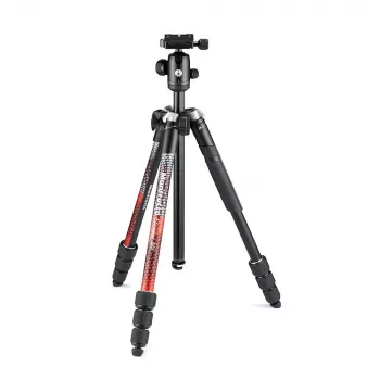 Manfrotto MKELMII4RD-BH Element MII Trípode de aluminio de 4 secciones con rótula, rojo