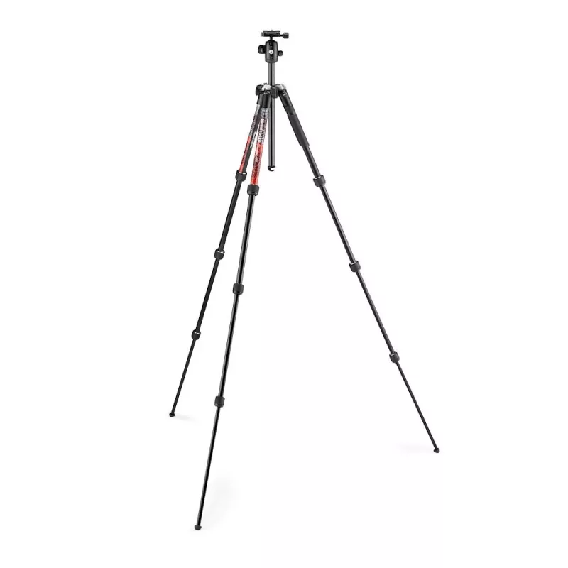Manfrotto MKELMII4RD-BH Element MII Trípode de aluminio de 4 secciones con rótula, rojo