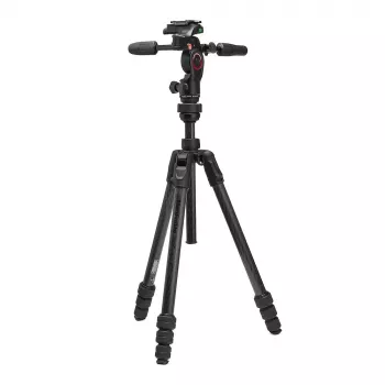 Manfrotto MKBFRTC4GTFB-3W Befree GT Trípode de viaje de fibra de carbono con rótula fluida de 3 vías, cierres de rosca, capacidad 10 kg, altura máx. 164 cm, negro