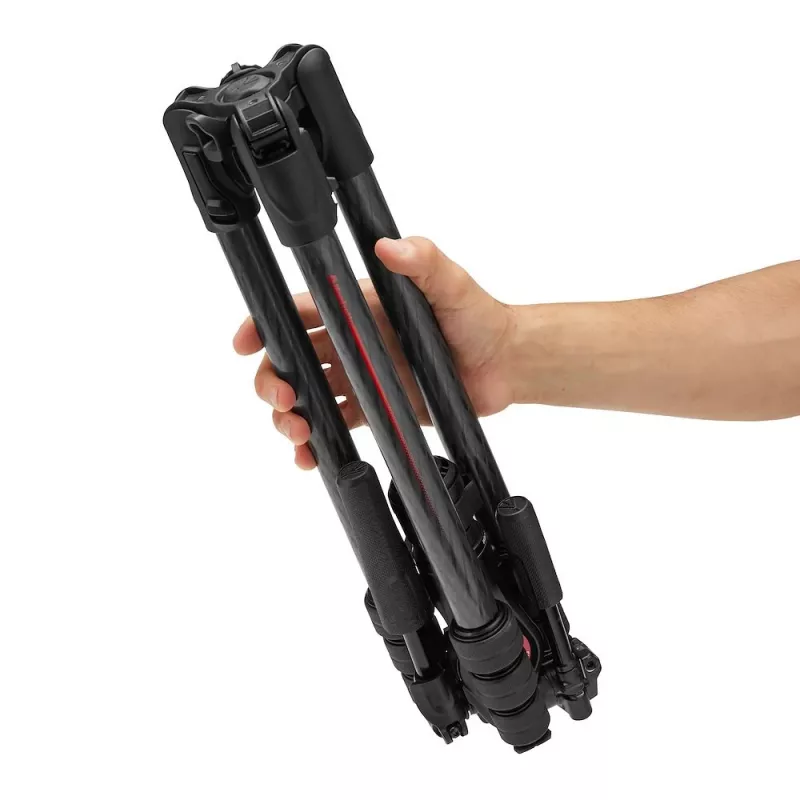 Manfrotto MKBFRTC4GTFB-3W Befree GT Trípode de viaje de fibra de carbono con rótula fluida de 3 vías, cierres de rosca, capacidad 10 kg, altura máx. 164 cm, negro