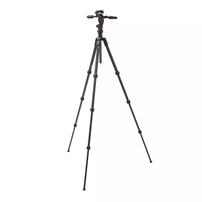Manfrotto MKBFRTC4GTFB-3W Befree GT Trípode de viaje de fibra de carbono con rótula fluida de 3 vías, cierres de rosca, capacidad 10 kg, altura máx. 164 cm, negro