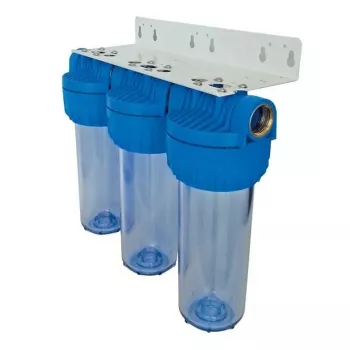 Senior Plus 3P BX Carcasa de Filtro de Agua 3/4 inch BSP Carcasa Transparente para Cartuchos de Filtro de 9 3/4 inch
