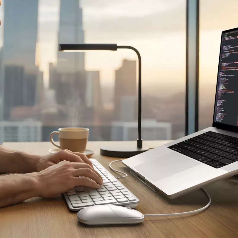 Satechi Slim LX3 teclado con cable con retroiluminación y teclado numérico, USB-C/USB-A, conmutador de modo Mac/Windows, plata