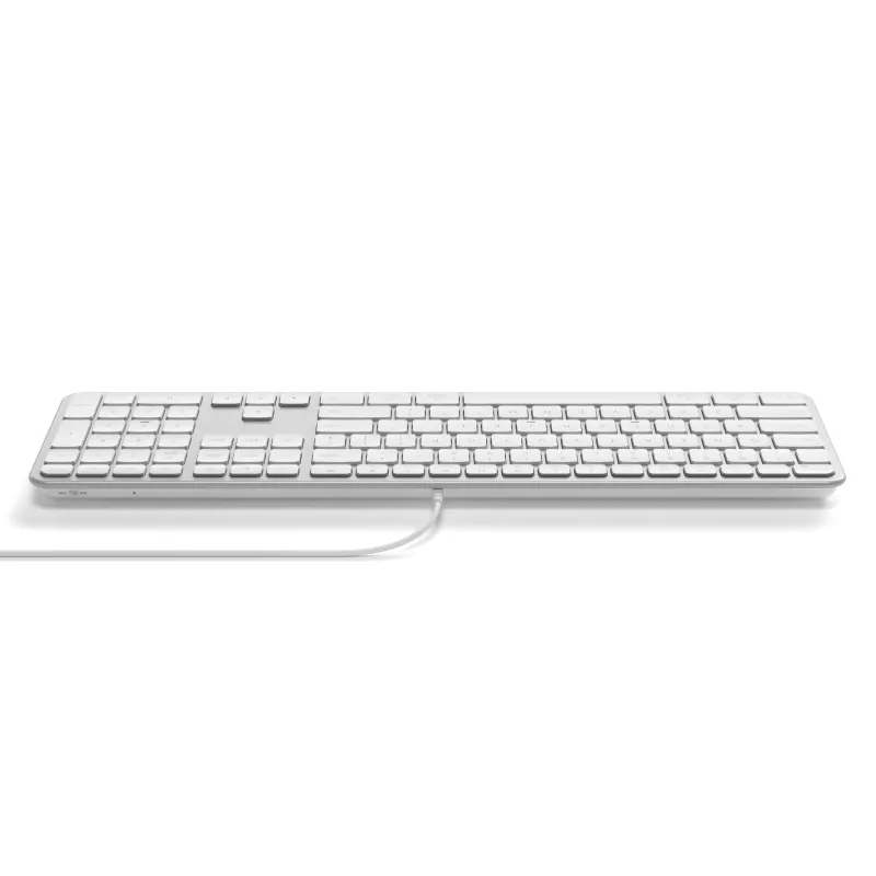 Satechi Slim LX3 teclado con cable con retroiluminación y teclado numérico, USB-C/USB-A, conmutador de modo Mac/Windows, plata