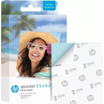 HP ZINK papel fotográfico 3,5 x 4,25 pulgadas brillante, autoadhesivo, 20 hojas para HP Sprocket