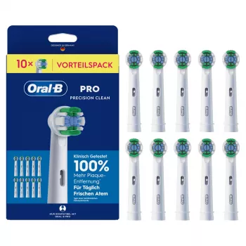 Oral-B Pro Precision Clean recambios, pack de 10, cerdas medias, tecnología CleanMaximiser, compatible con todos los cepillos de dientes eléctricos Oral-B excepto Pulsonic & iO