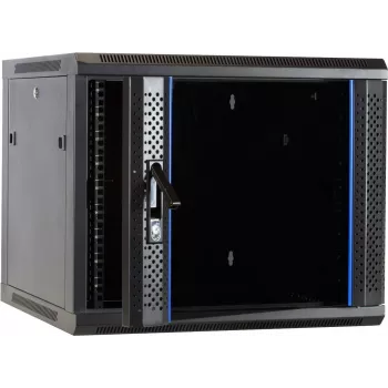 DSIT DS6609 armario de servidor de pared 9U con puerta de cristal, 600x600x501 mm, negro