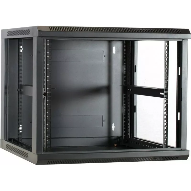 DSIT DS6609 armario de servidor de pared 9U con puerta de cristal, 600x600x501 mm, negro