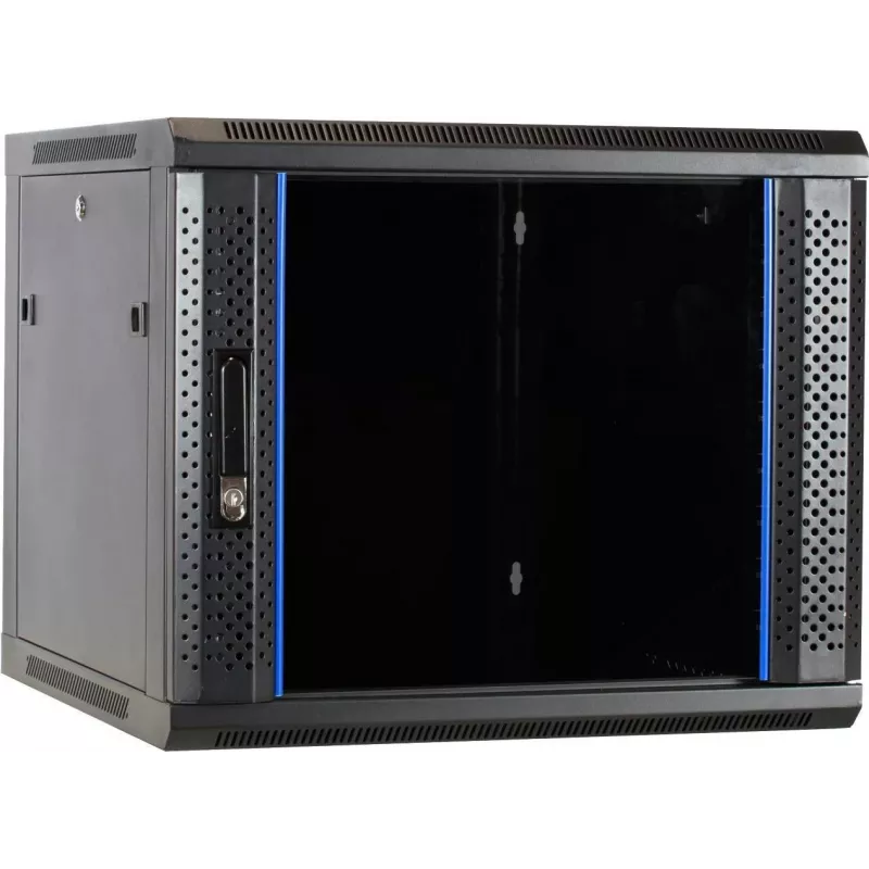 DSIT DS6609 armario de servidor de pared 9U con puerta de cristal, 600x600x501 mm, negro