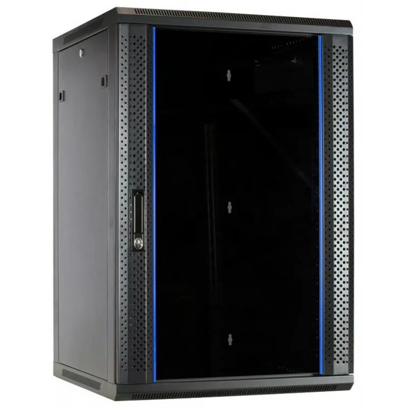 DSIT armario de servidor de pared 18U con puerta de cristal templado, 600x600x900 mm, negro